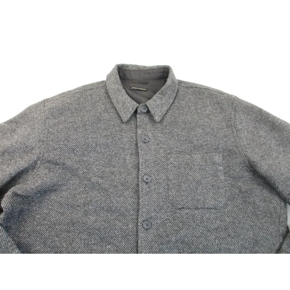 Banana Republic Shirt Jacket Mens XXL Gray Textured Button Front Utility Shacket
